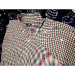 Vineyard Vines (L) Classic Fit Tucker Cotton Red Green Gingham Check Button-Down